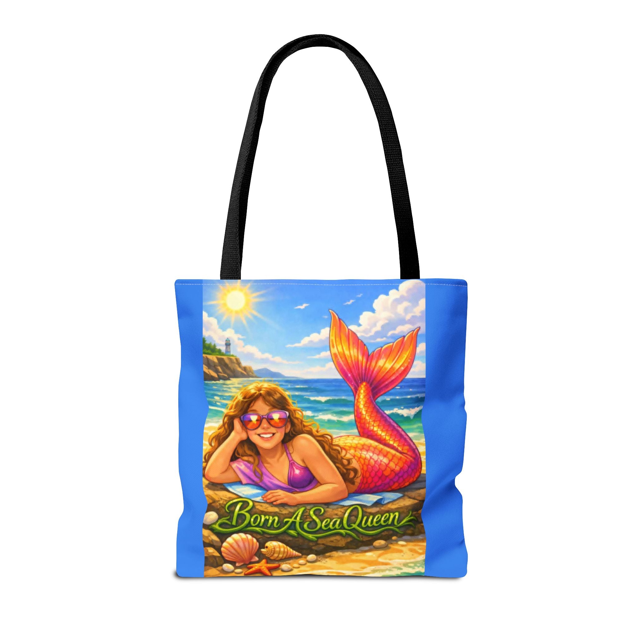 Mermaid Tote Bag — "Born A Sea Queen" Beach Tote