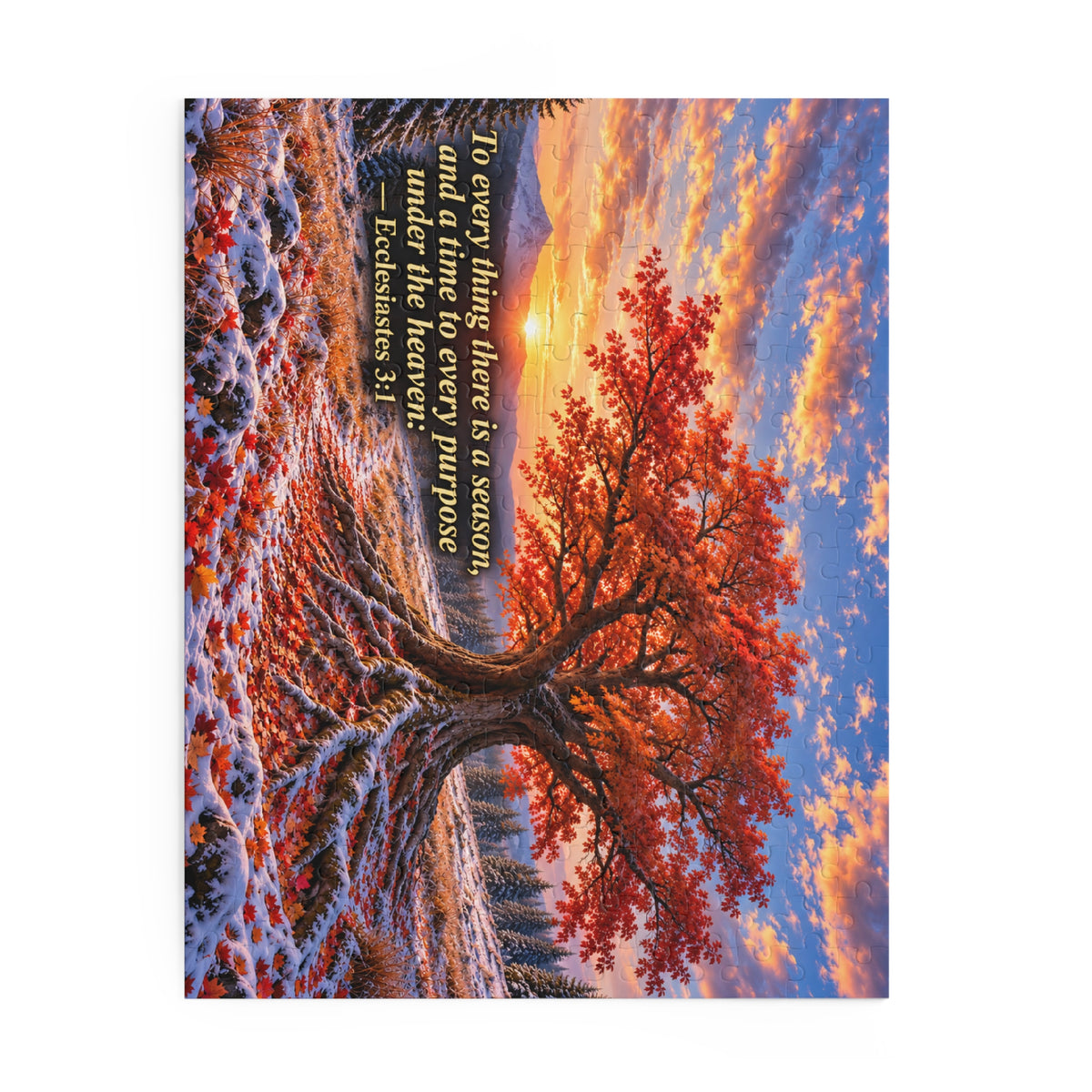 Inspirational Autumn Tree Puzzle — Ecclesiastes 3:1 Scripture Jigsaw (120/252/500 pcs)