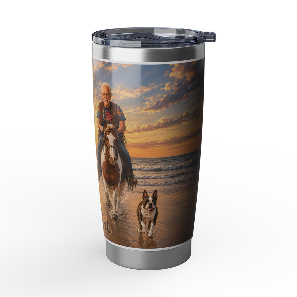 Still Wild at Heart Tumbler — 20oz Sunset Horse Rider Travel Mug