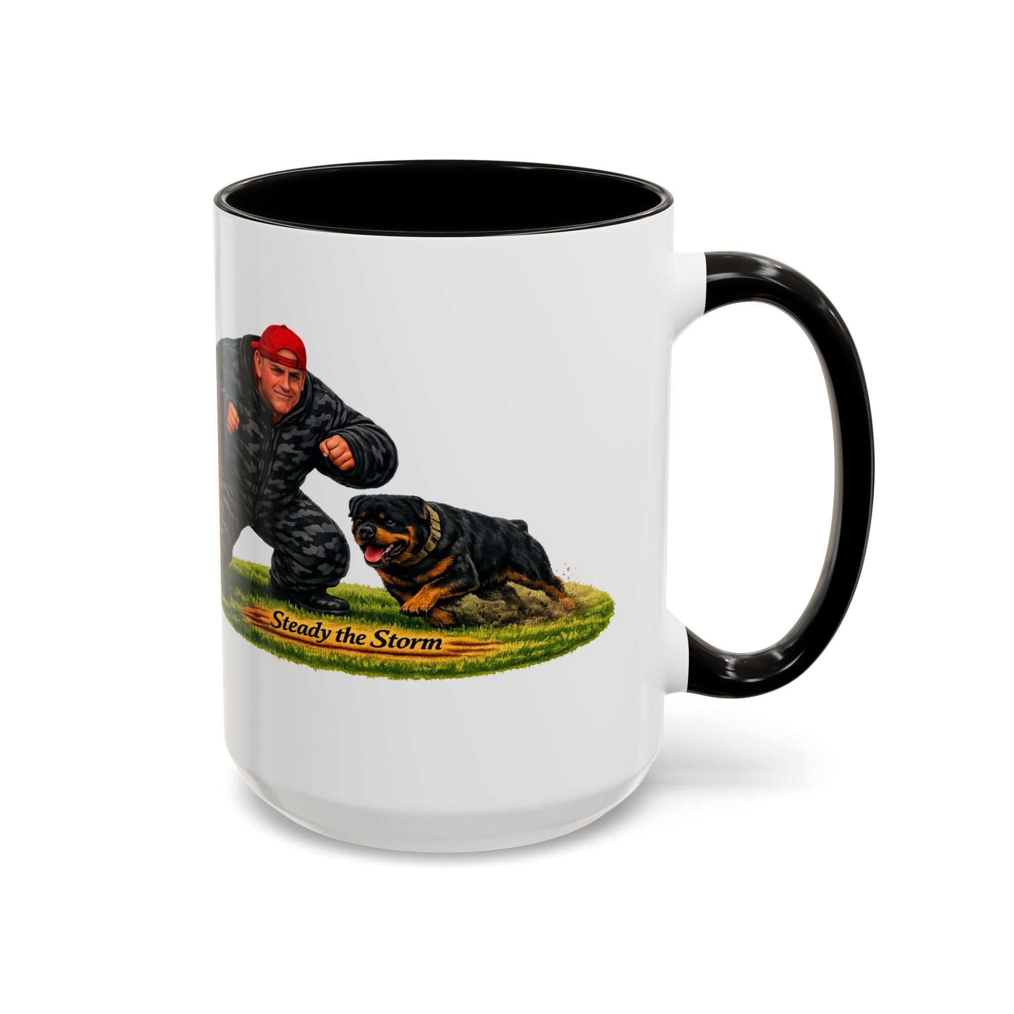 Steady the Storm Rottweiler & Handler Coffee Mug — Dog Lover Gift (11oz/15oz)