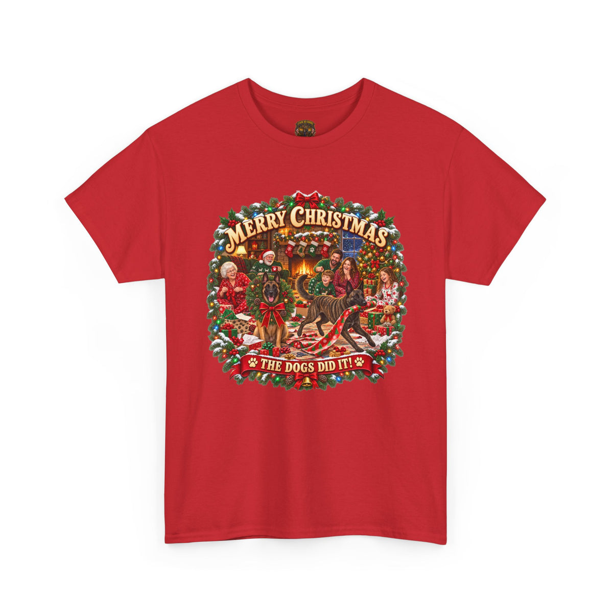Christmas Dogs Tee Dutch Shepherd Dog — "Merry Christmas the Dogs Did It" Vintage Holiday Shirt