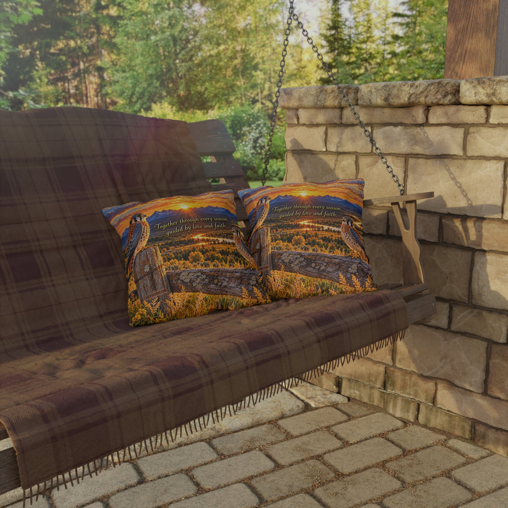 Together Through Every Season Kestrel Outdoor Pillow