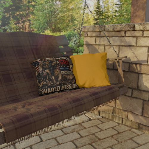 American Grit Outdoor Pillow — 'American Strong' Military Tribute Decorative Cushion