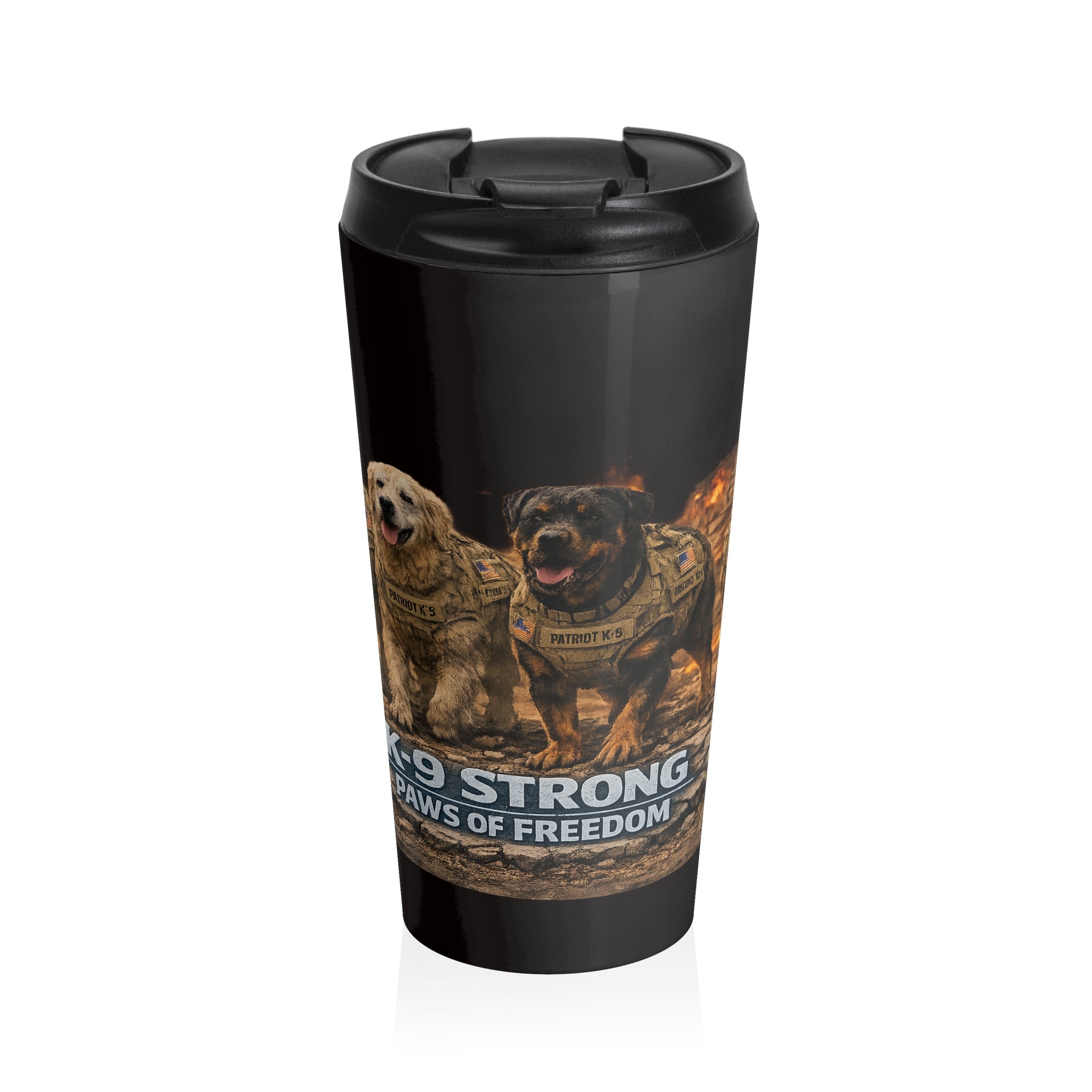 Stainless Steel Travel Mug — K9 Strong: Paws of Freedom Military Working Dogs Tumbler