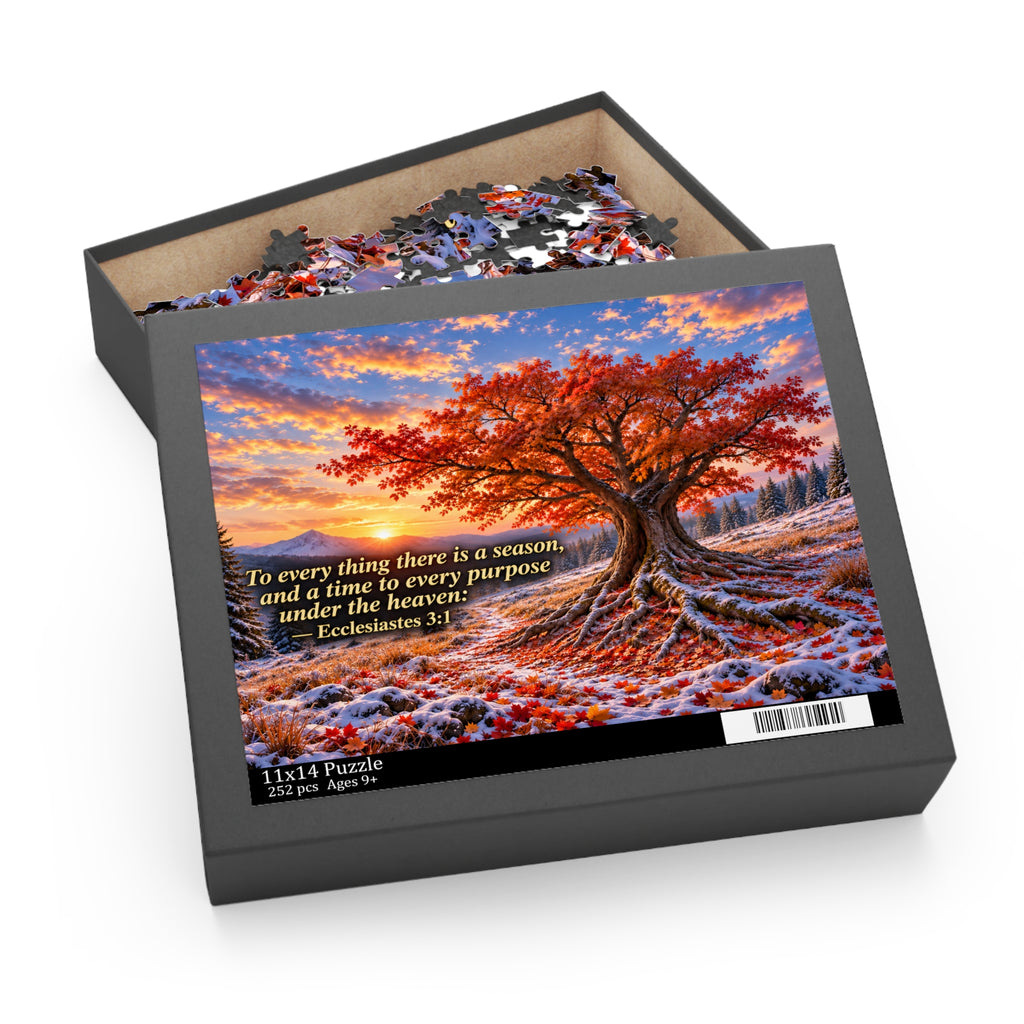 Inspirational Autumn Tree Puzzle — Ecclesiastes 3:1 Scripture Jigsaw (120/252/500 pcs)