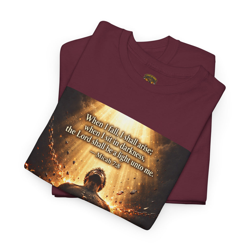 The Light of God Saves Graphic Tee — "Wound Me, Defeat Me, I'll Rise Stronger" Inspirational Shirt