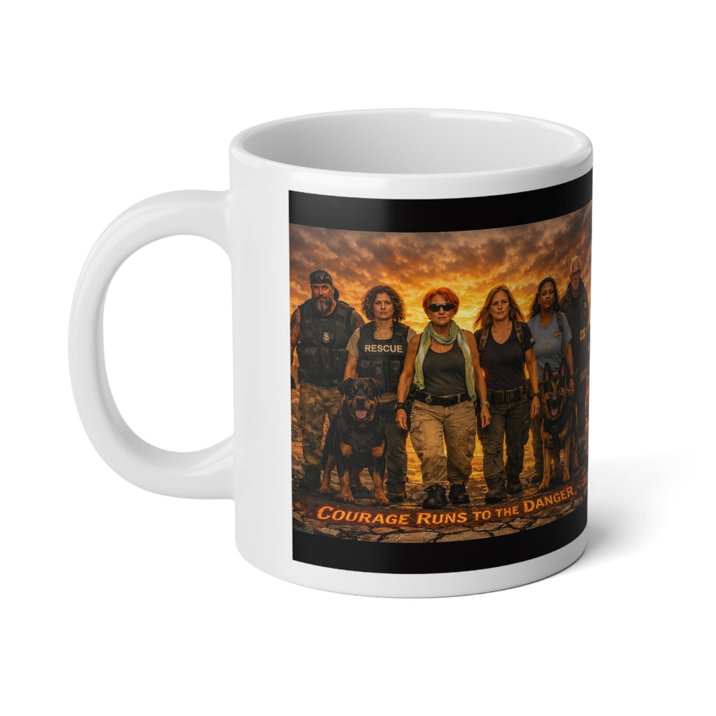 20oz Jumbo Coffee Mug — First Responders Tribute Design (Courage, K9 Rescue)