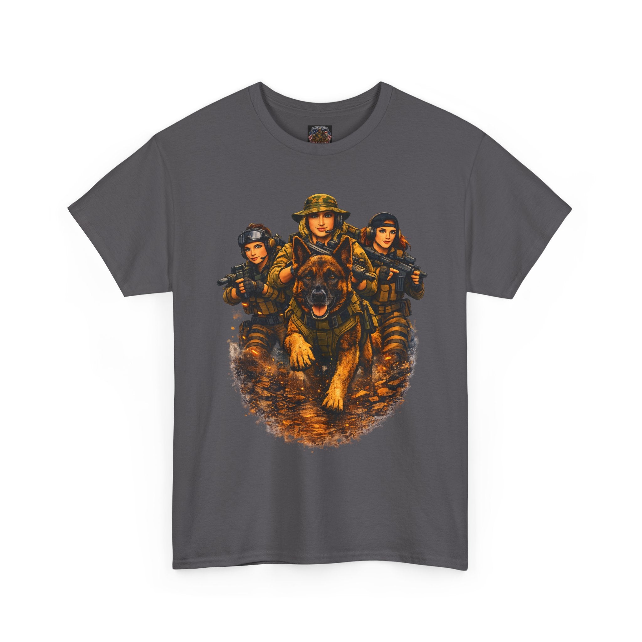 Military Women Portrait T-Shirt — Female Soldier K-9 Squad Graphic Tee