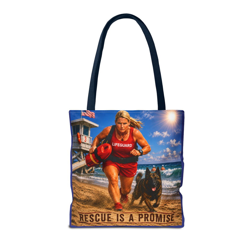 Lifeguard Rescue Tote Bag – "Rescue Is a Promise" Beach Tote