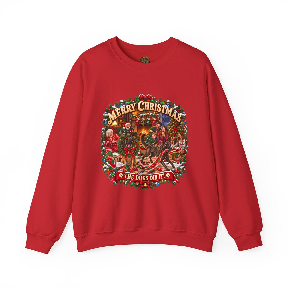 Christmas Sweatshirt — "Merry Christmas the Malinois Dogs Did It" Holiday Crewneck
