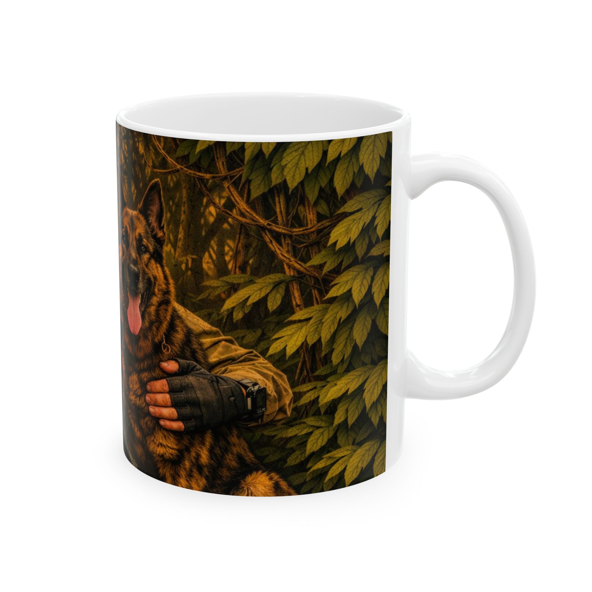 Tactical Soldier & K9 Ceramic Mug — Military Dog Lover Coffee Cup (11oz, 15oz)