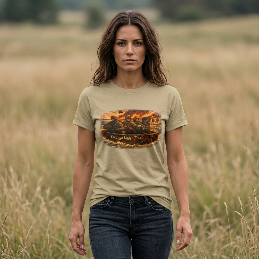 Courage Under Fire Tee — Vintage war Battle Scene Cotton Shirt