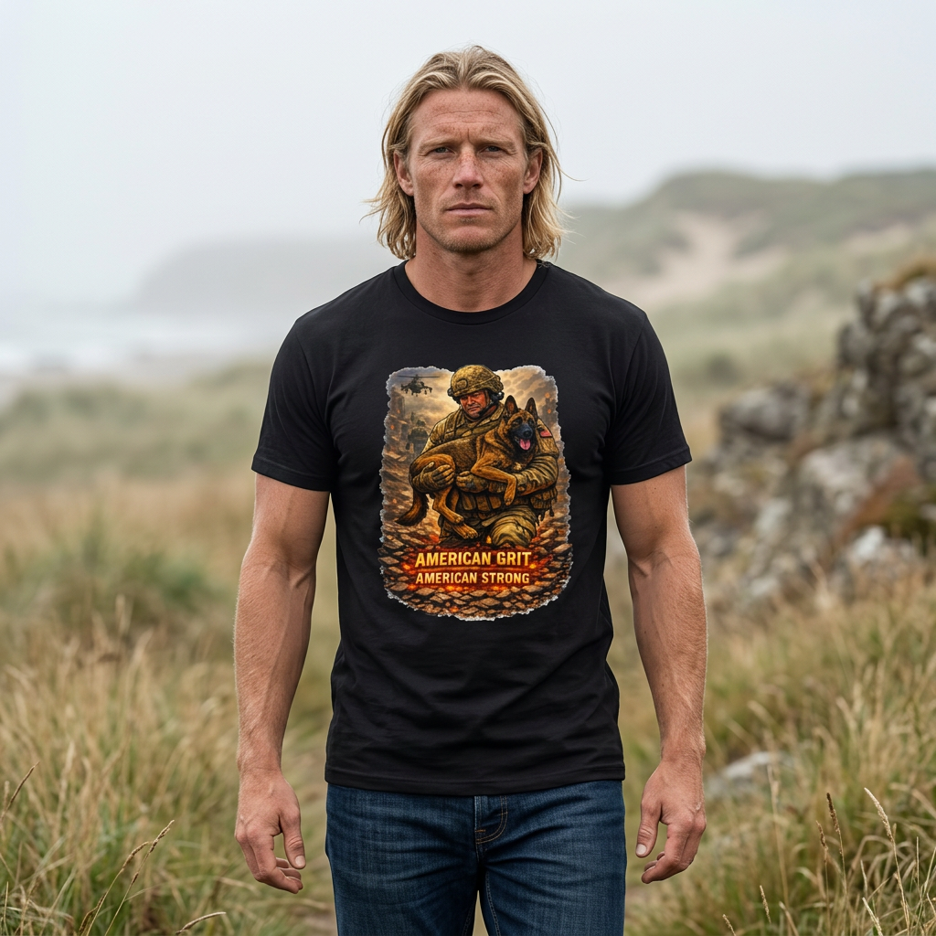 American Grit Soldier T-Shirt — "American Grit, American Strong" Military Tribute Tee