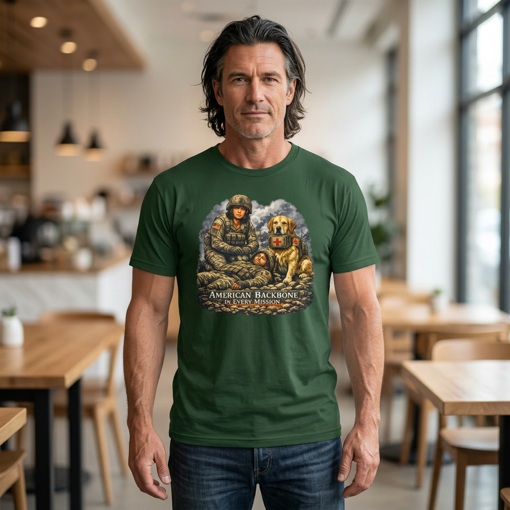 Military Veteran T‑Shirt - "American Backbone" Combat Medic Design