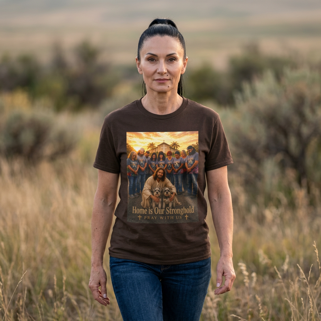 Faith Tee — "Home is Our Stronghold" Christian Graphic T‑Shirt