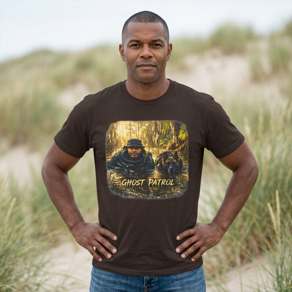 Ghost Patrol T‑Shirt — Tactical Swamp K-9 Rescue Graphic Tee