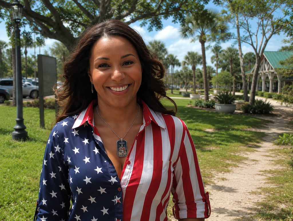 American Grit Dog Tag Necklace — Military Veteran Tribute with Flag & Soldier Design