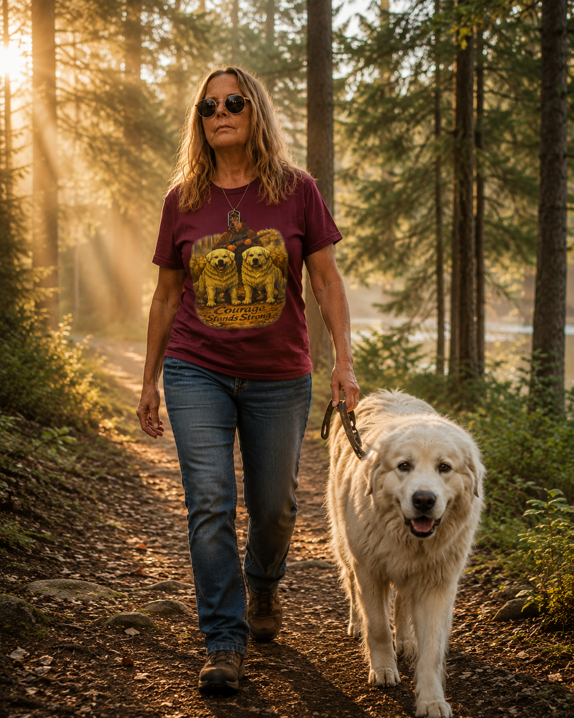T-Shirt — Courage Stands Strong Vintage Shepherds & Dogs Graphic Tee