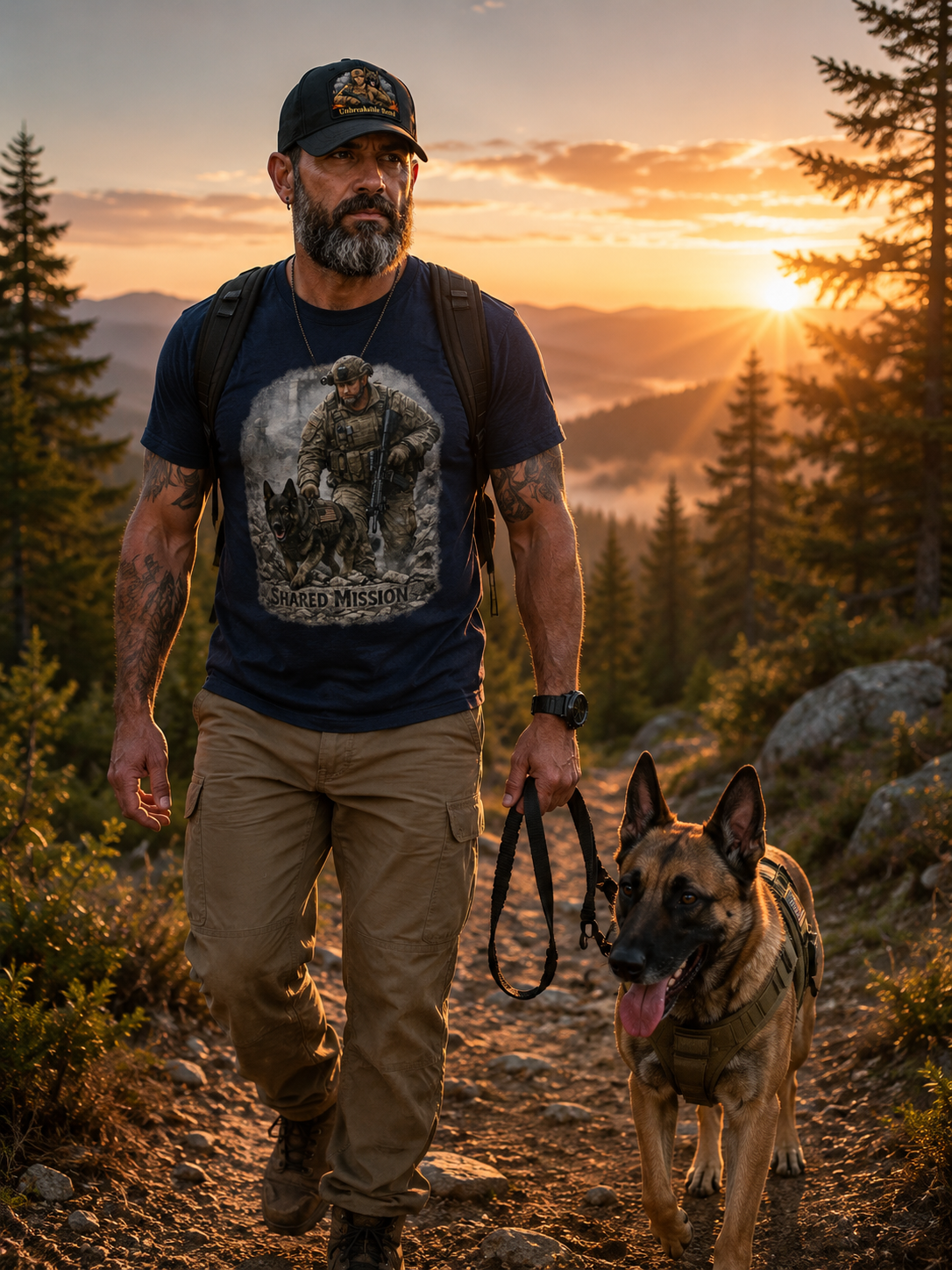 Military K9 Tactical T-Shirt — "Shared Mission" Soldier & Dog Tee