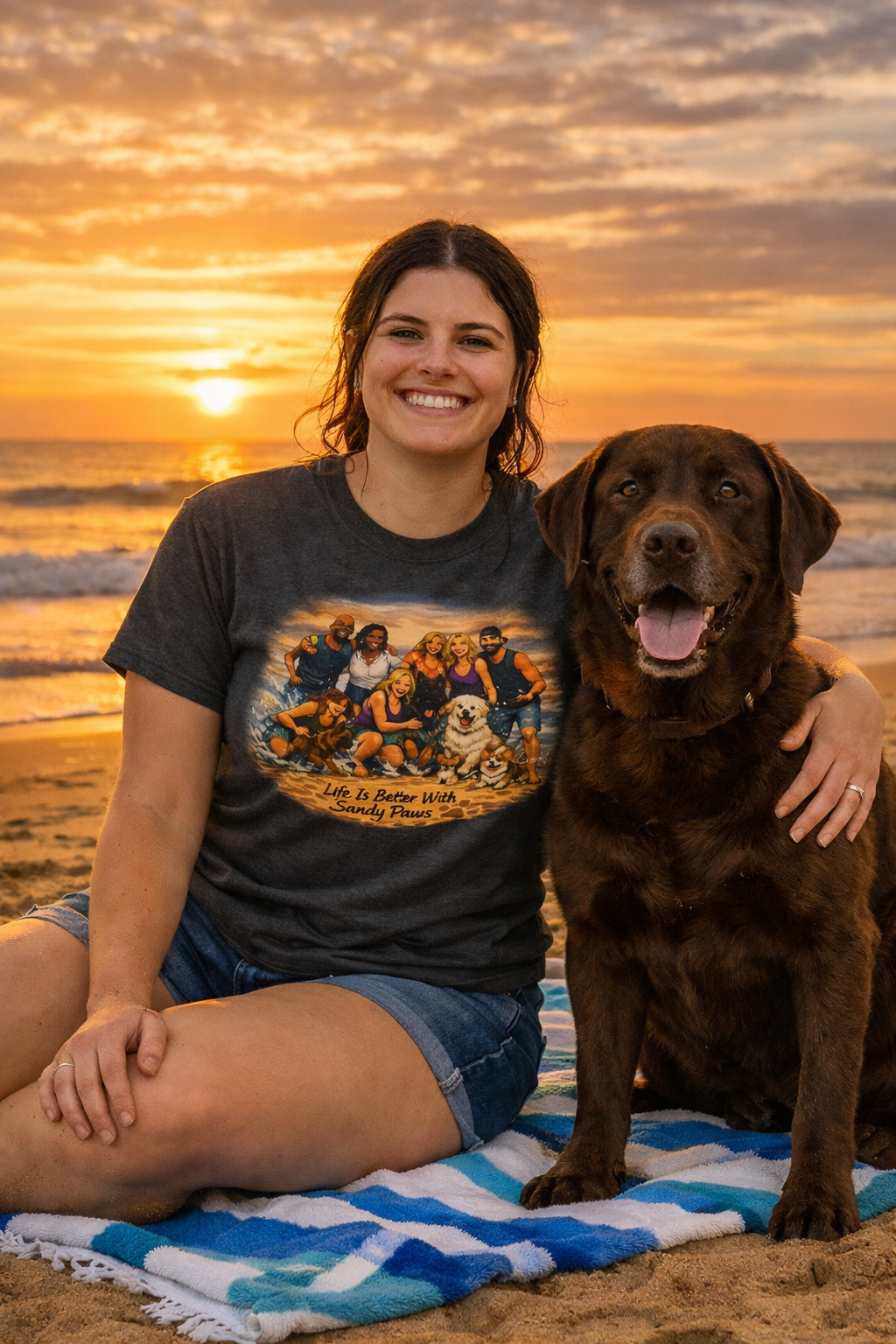 Classic White T-Shirt Life is Better With Sandy Paws