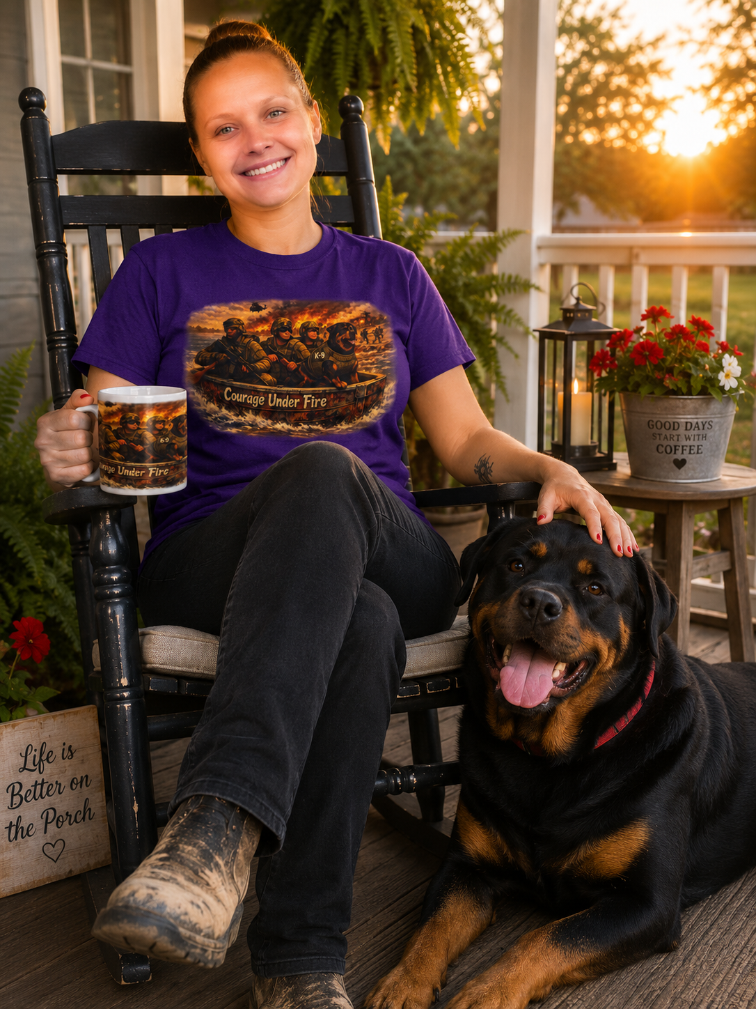 Courage Under Fire Tee — Military K-9 Unit Scene T-Shirt