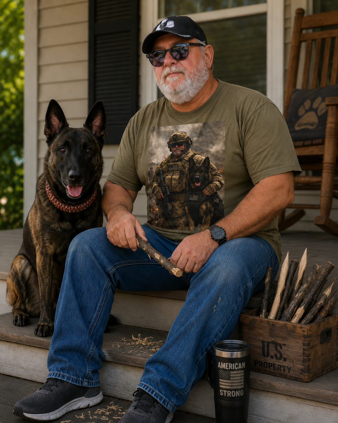 Military K-9 Soldier Graphic Tee – Tactical Camouflage Combat Print