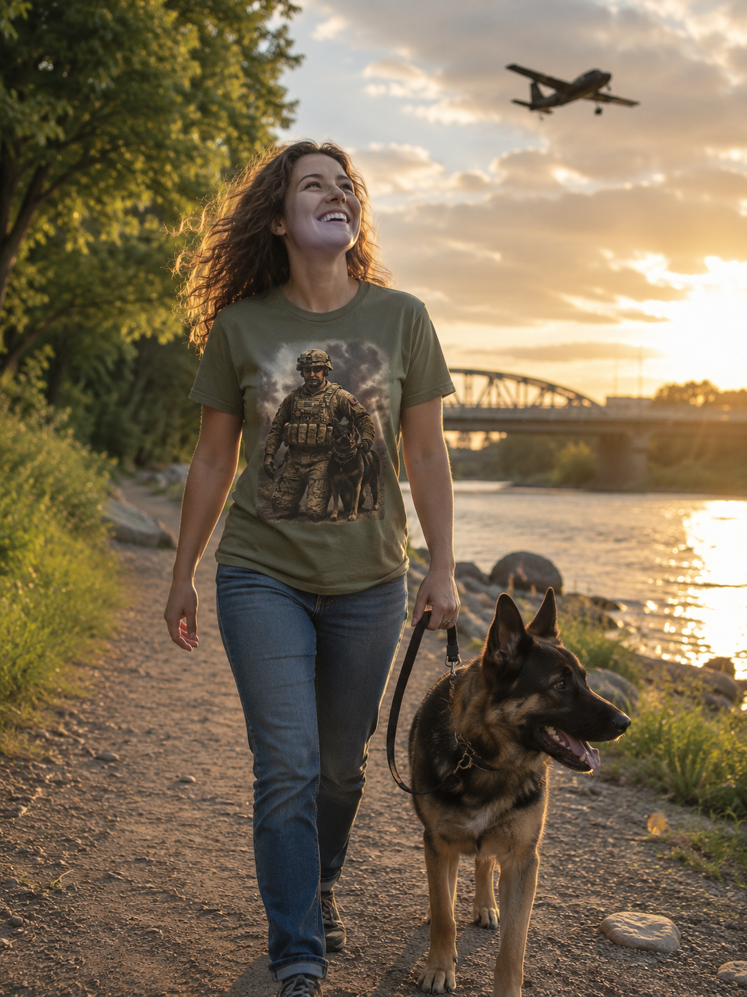 Parachute Trooper Graphic Tee — Military Jump Woman Soldier Design