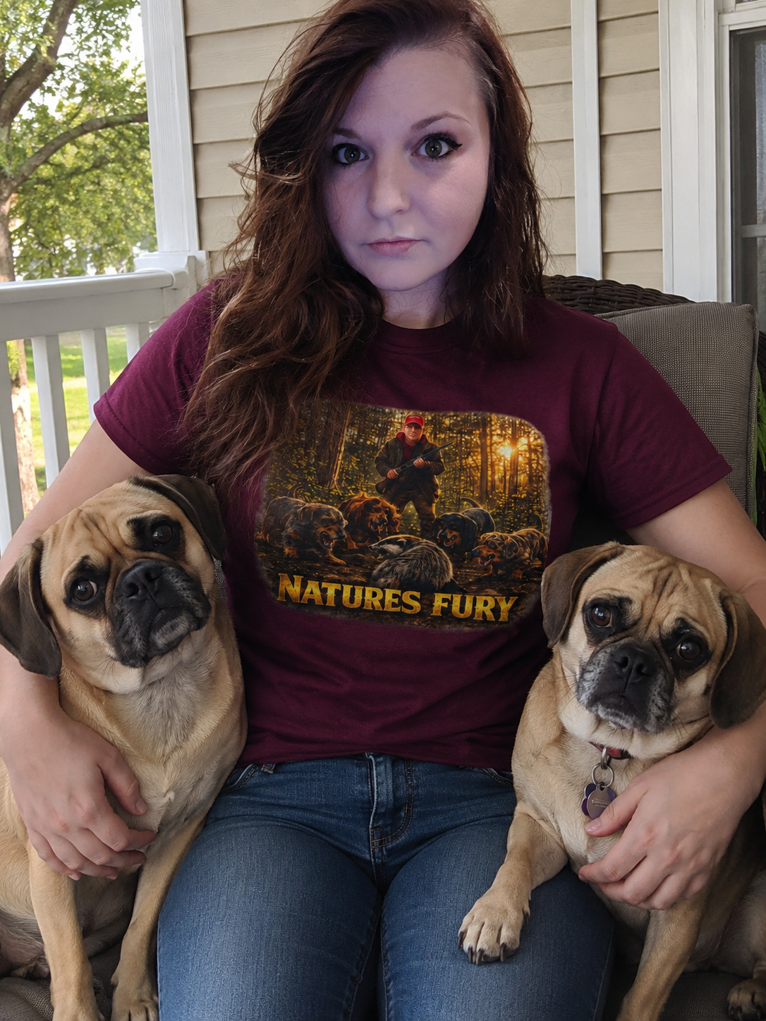 Nature's Fury Tee — Hunting Dash hound with Badger Graphic T-Shirt