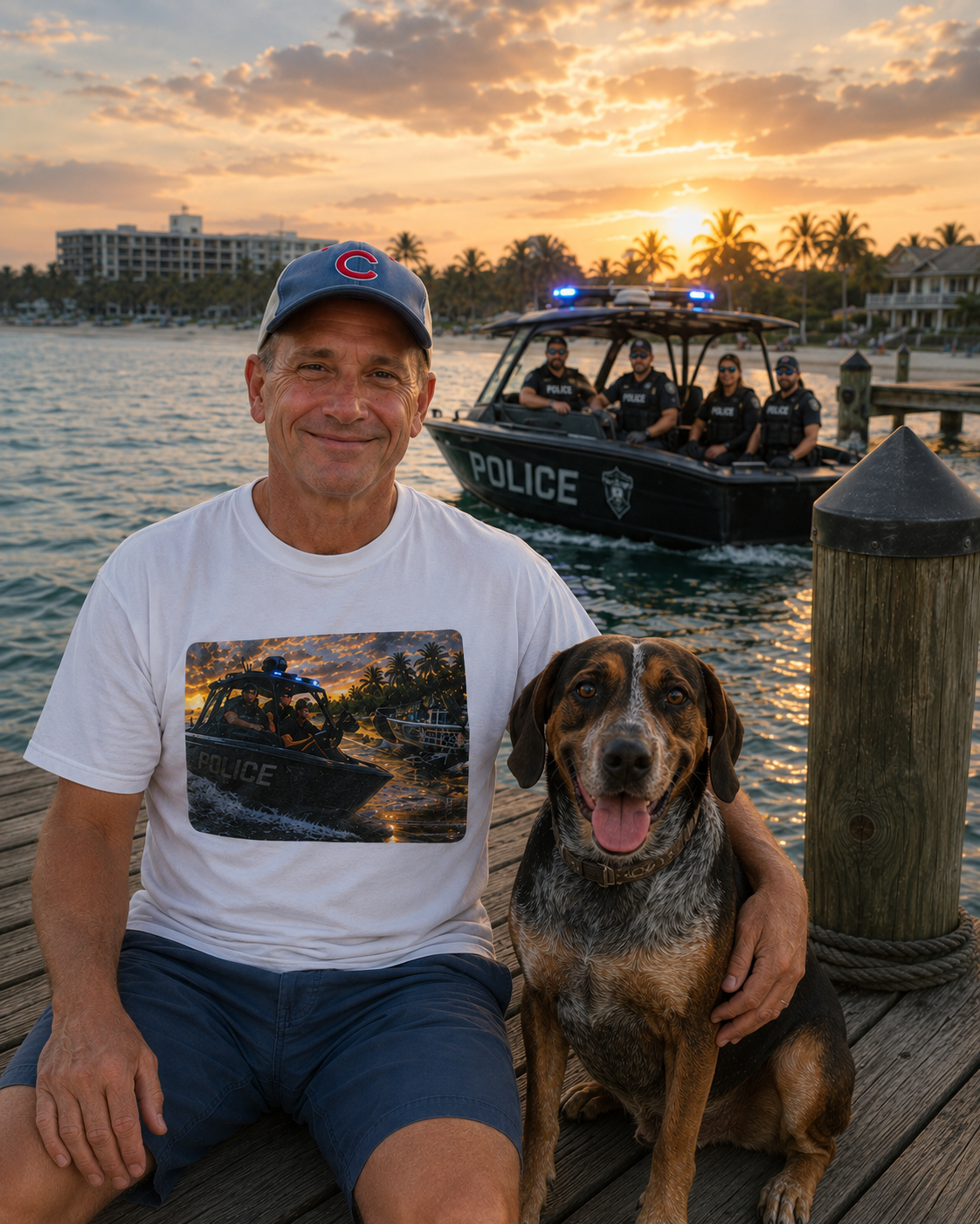 Police Patrol Boat T-Shirt — Coastal Law Enforcement Graphic Tee
