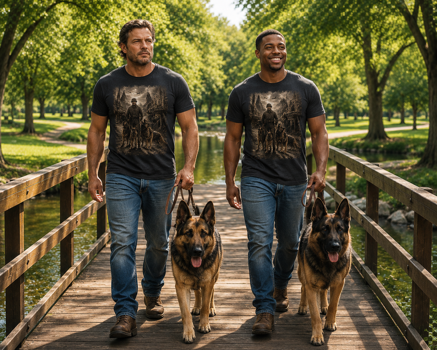 Vintage War K-9 Handler- T-Shirt- K-9 Military Soldiers