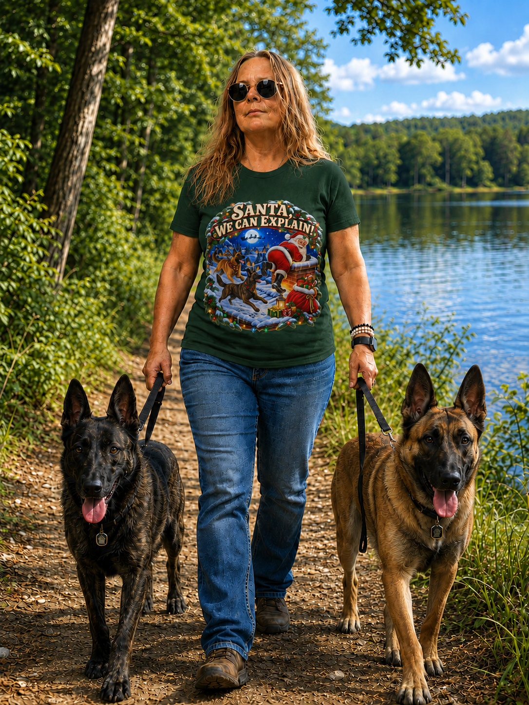 Santa We Can Explain T-Shirt — Funny Dutch Shepherd Dog Christmas Tee for Kids & Families
