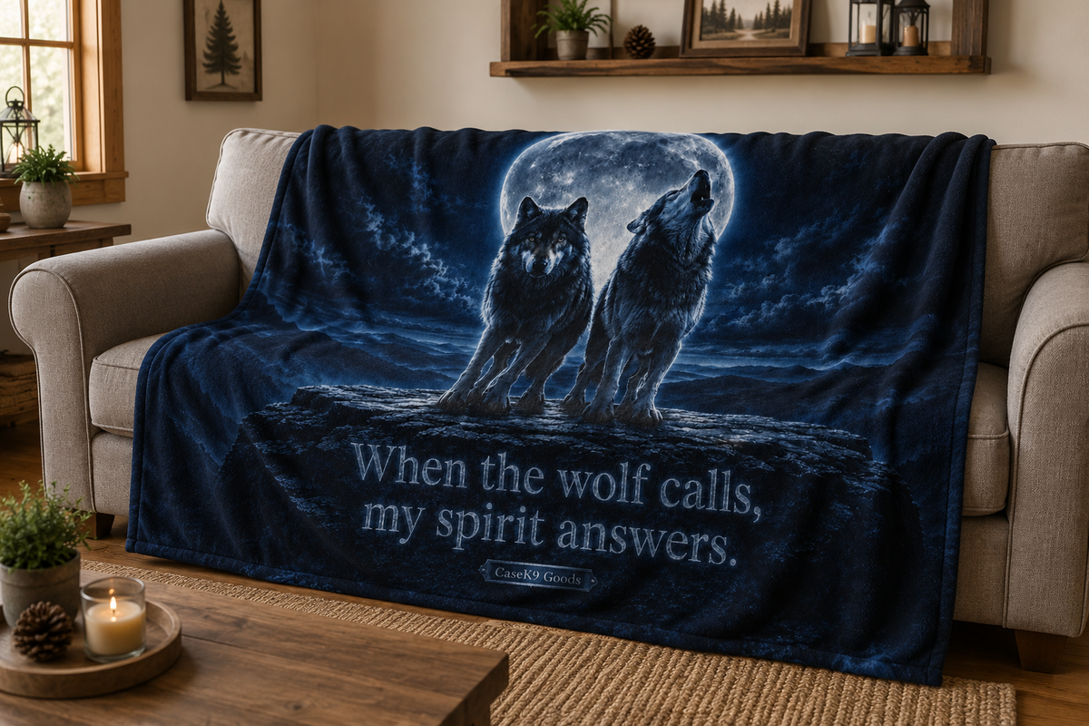 Wolf Moon Fleece Blanket — "When the wolf calls, my spirit answers" Cozy Arctic Throw for Nature Lovers