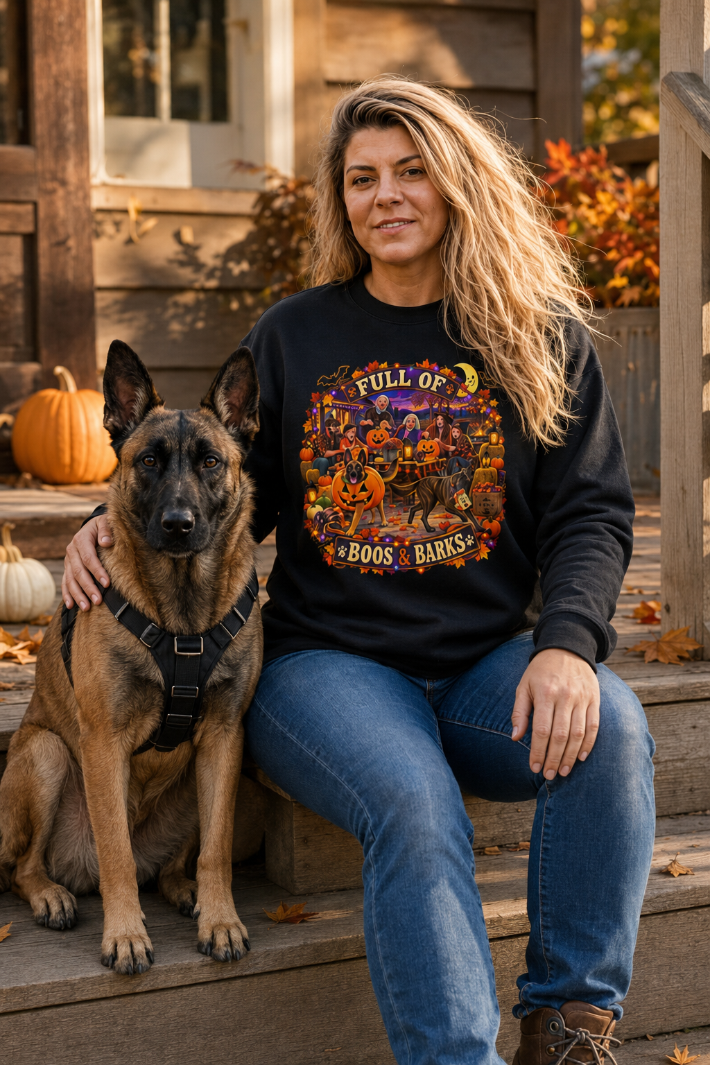 Halloween Malinois K9 Dog 'Full of Boos & Barks' Sweatshirt