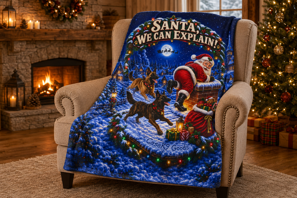 Santa We Can Explain Fleece Blanket — Funny Malinois Christmas Holiday Throw