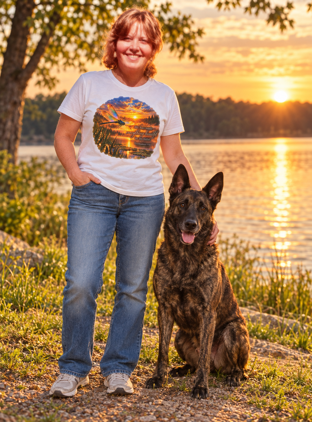 Sunset Dragonfly Christian T-Shirt – Inspirational Scripture Nature Tee