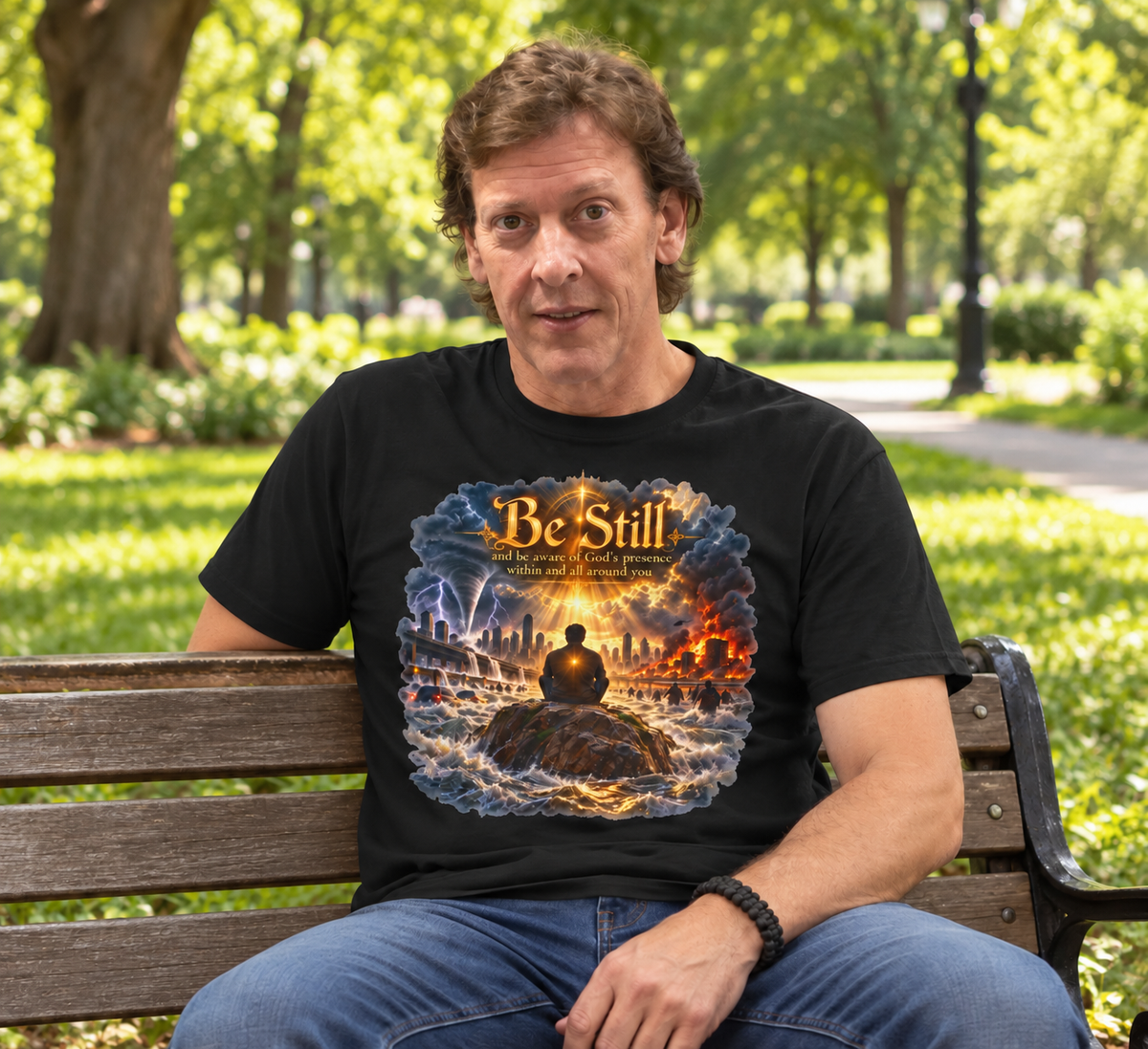 Be Still Christian T-Shirt — Meditative Prayer Graphic Tee