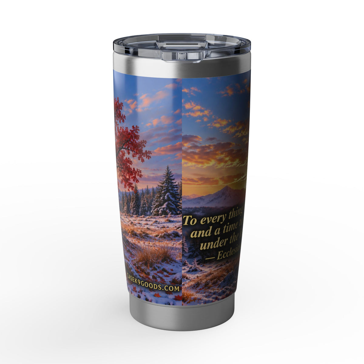 Inspirational  Scripture Autumn Tree 20oz Tumbler — "To every thing there is a season" Travel Mug
