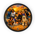 Sandy Paws Beach Wall Clock — Sunset Family and Dogs Portrait Design