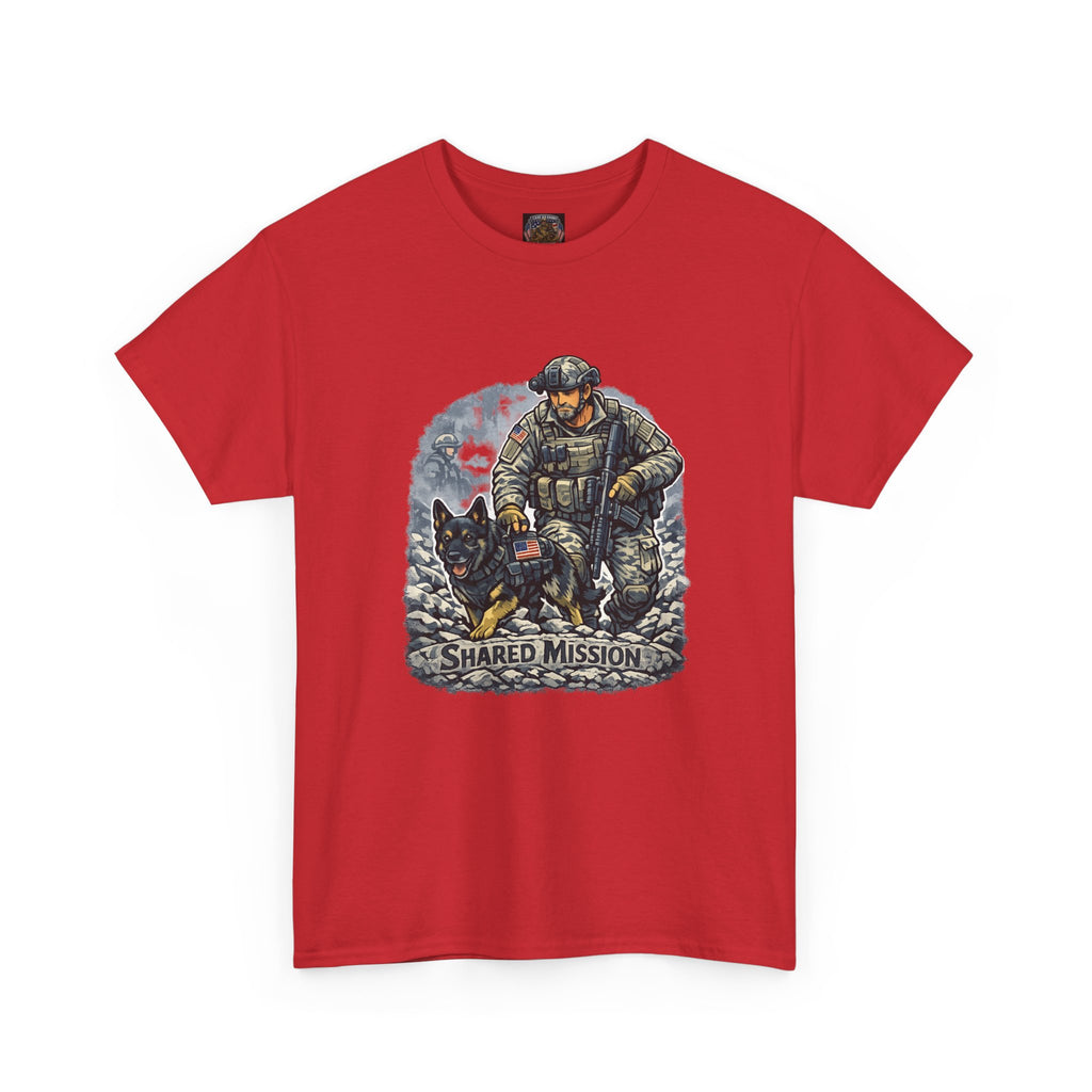 Military K9 T‑Shirt – 'Shared Mission' Soldier & German Shepherd Tribute Tee