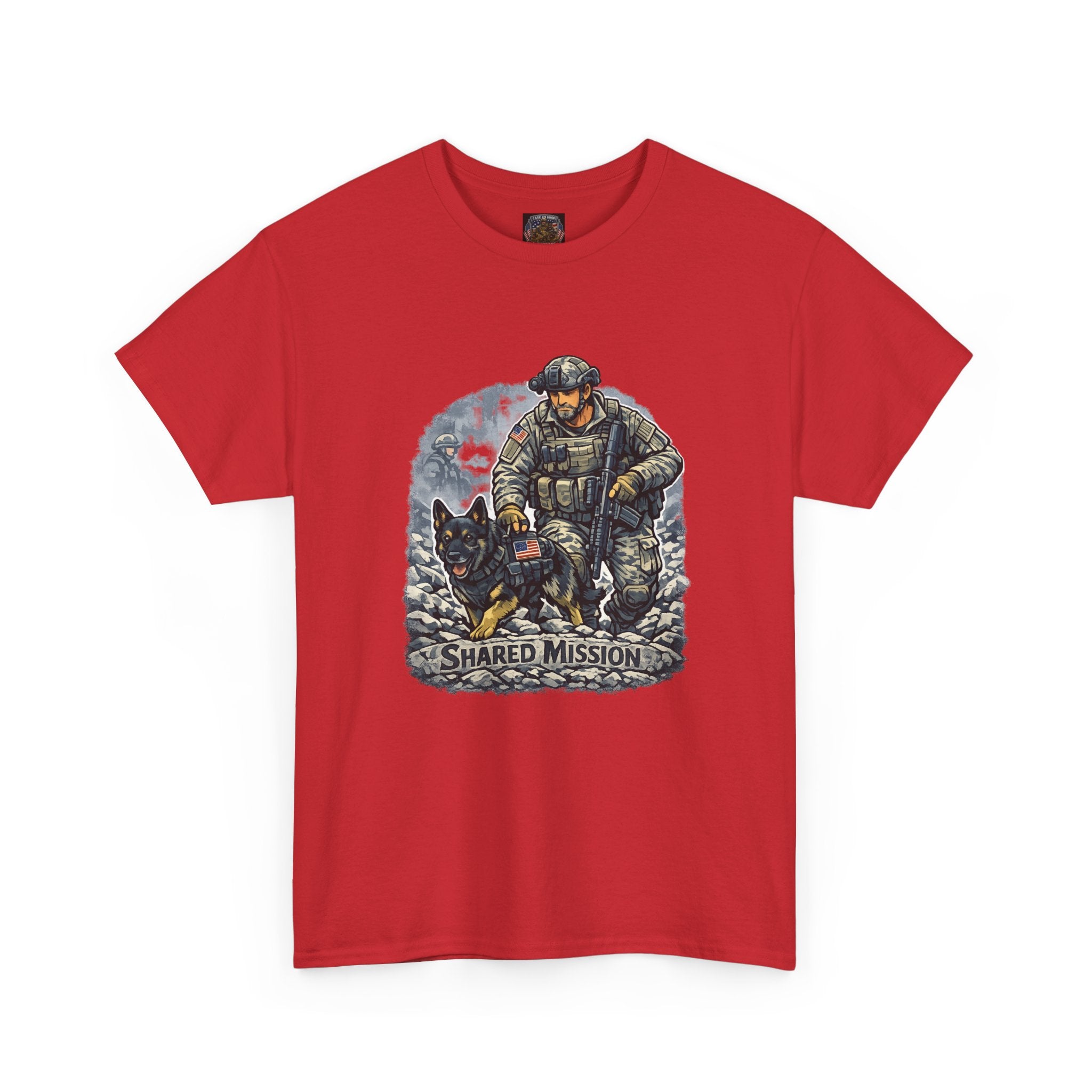 Military K9 T‑Shirt – 'Shared Mission' Soldier & German Shepherd Tribute Tee