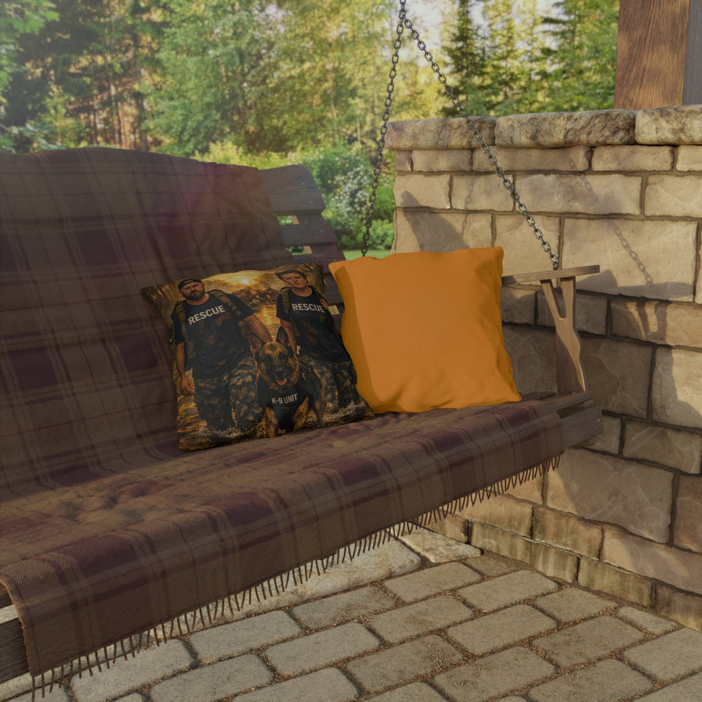 Rescue Team K-9 Outdoor Pillow — First Responder Tribute Decorative Throw