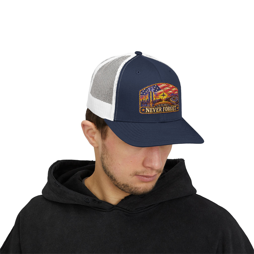 Never Forget Trucker Cap — Patriotic Memorial Snapback