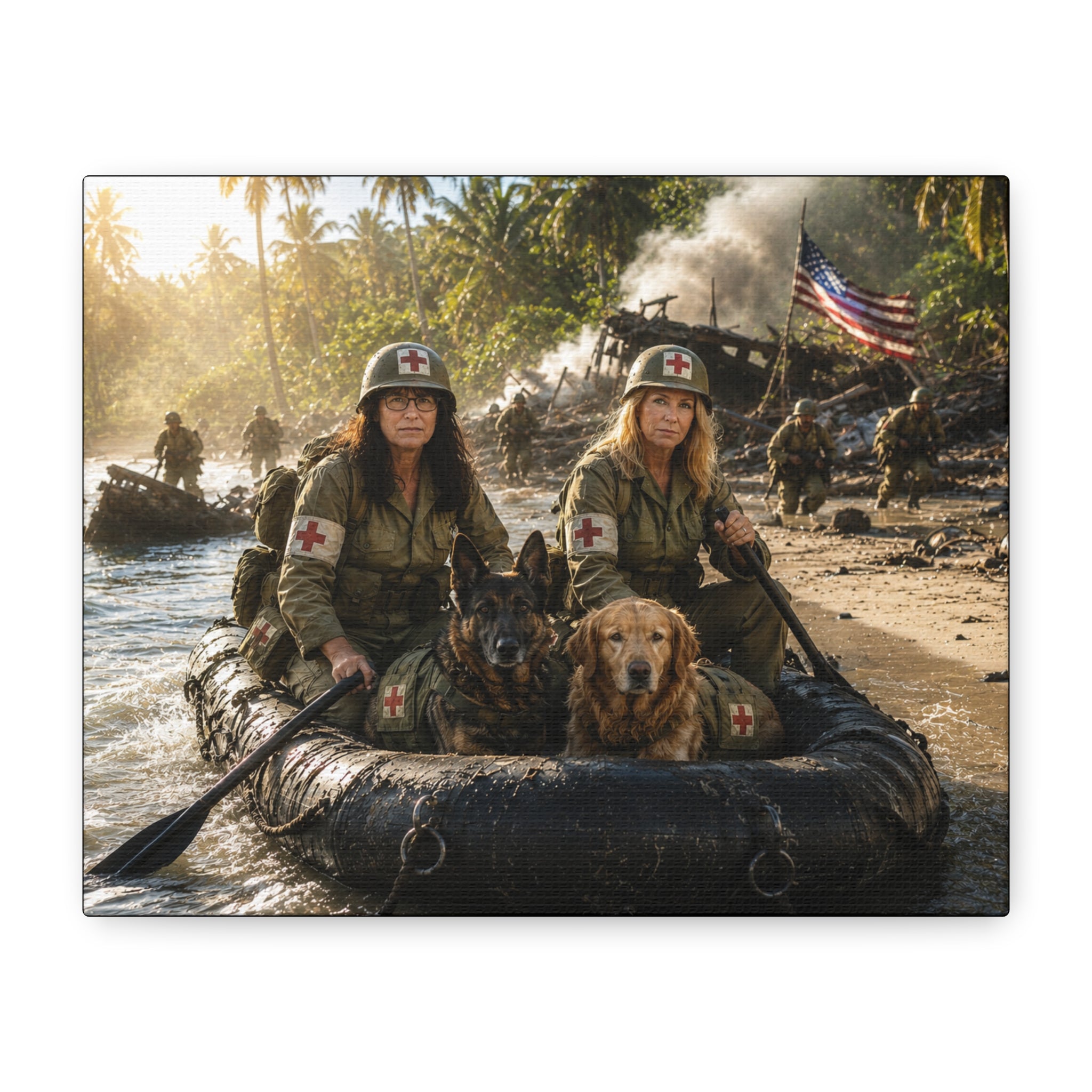 Military Medics Rescue Dog Matte Canvas Wall Art