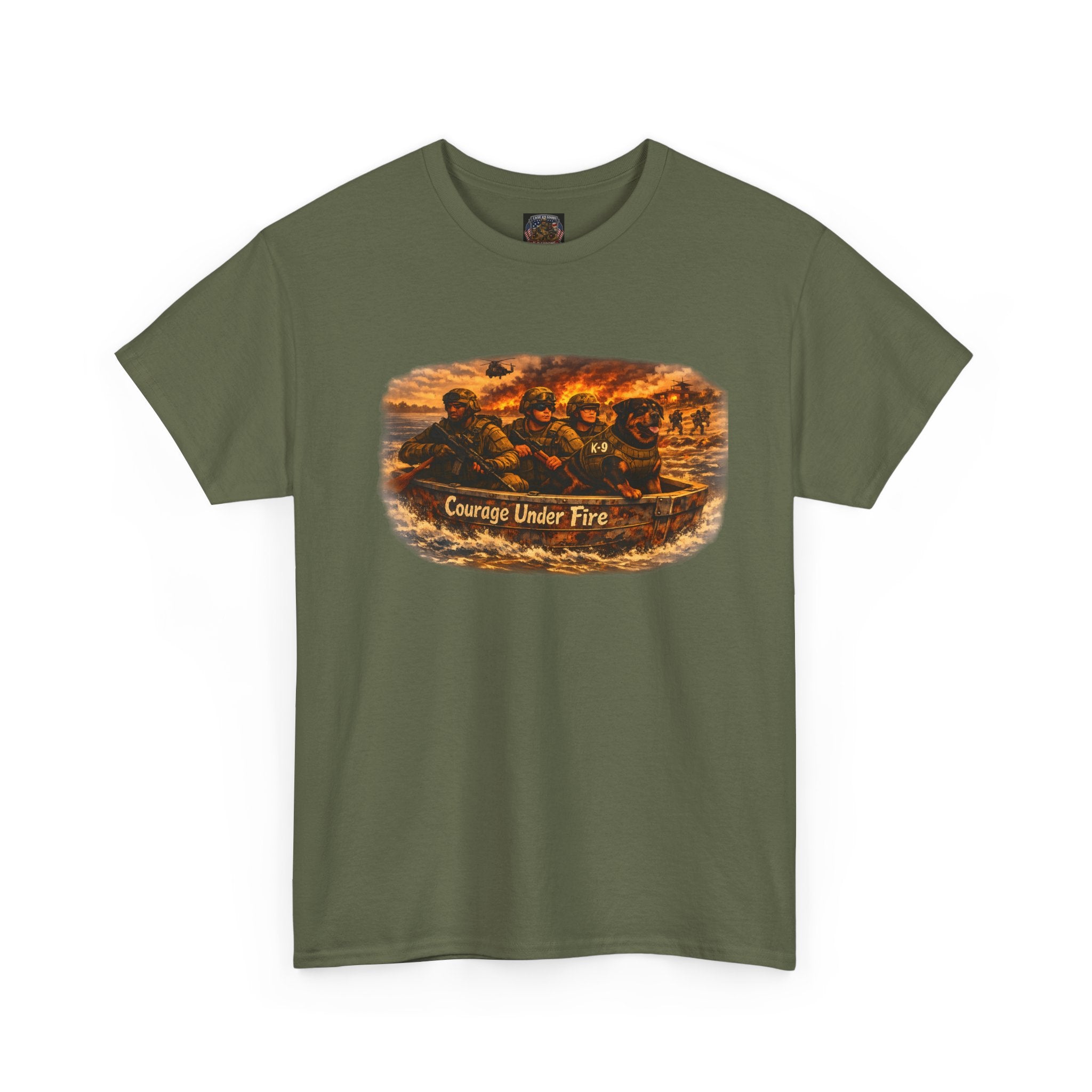 Courage Under Fire Tee — Military K-9 Unit Scene T-Shirt