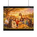 Rolled Poster — "Love Grows In This Field" Christian Jesus Family & Pets Wall Art