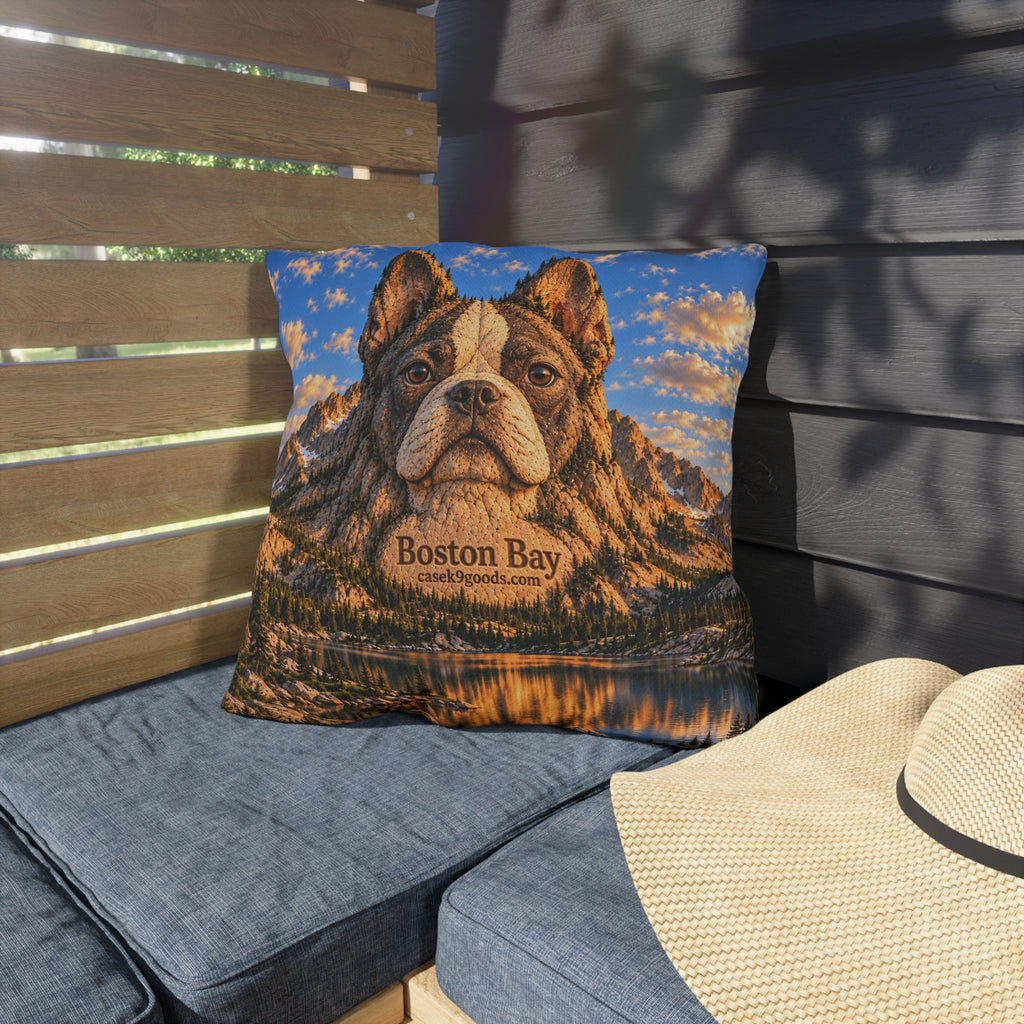 Boston Bay Bulldog Mountain Lake Outdoor Pillow