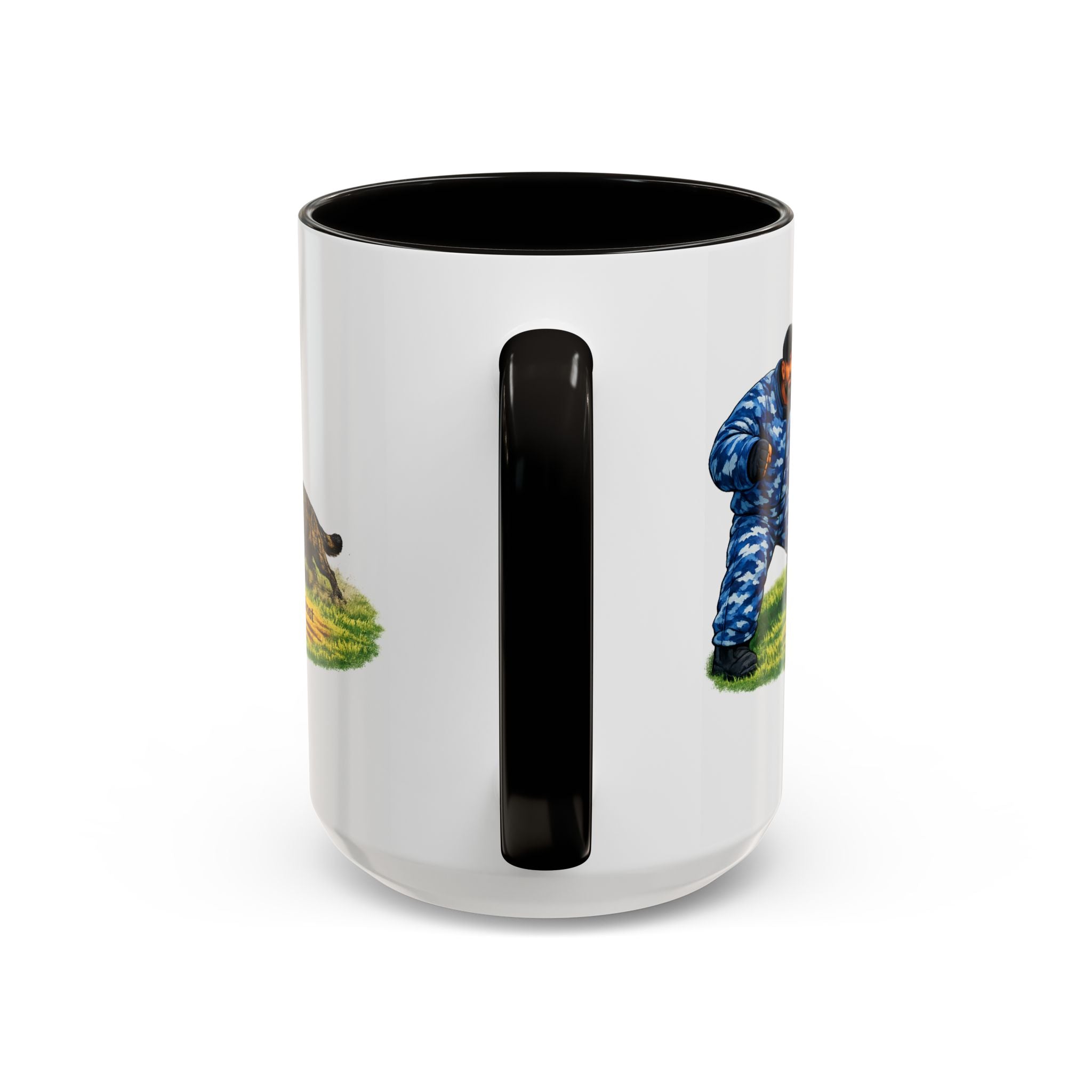 K9 Protection Trainer Mug — “The Brindle Ghost Hits First” Color Accent Coffee Cup (11oz/15oz)