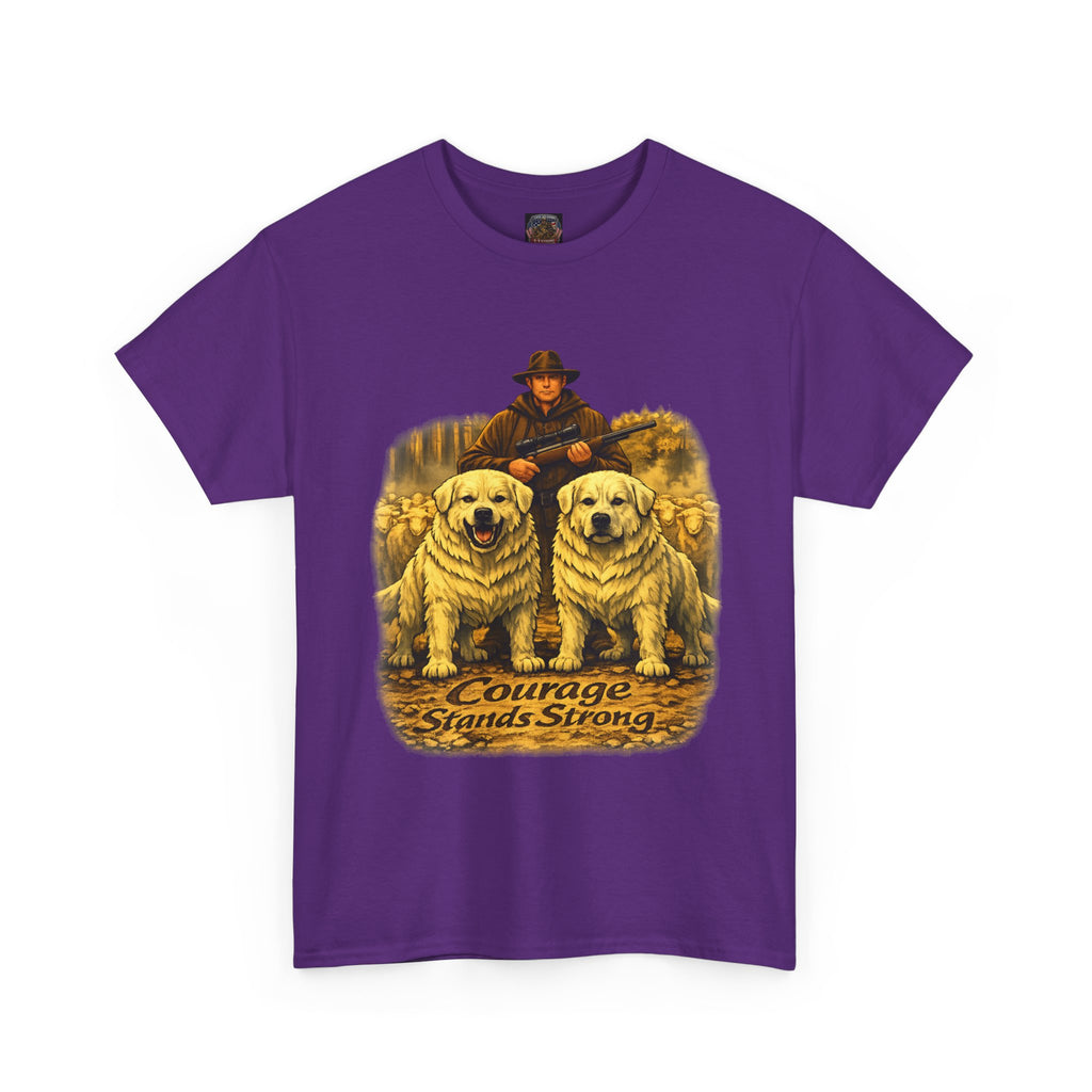 T-Shirt — Courage Stands Strong Vintage Shepherds & Dogs Graphic Tee