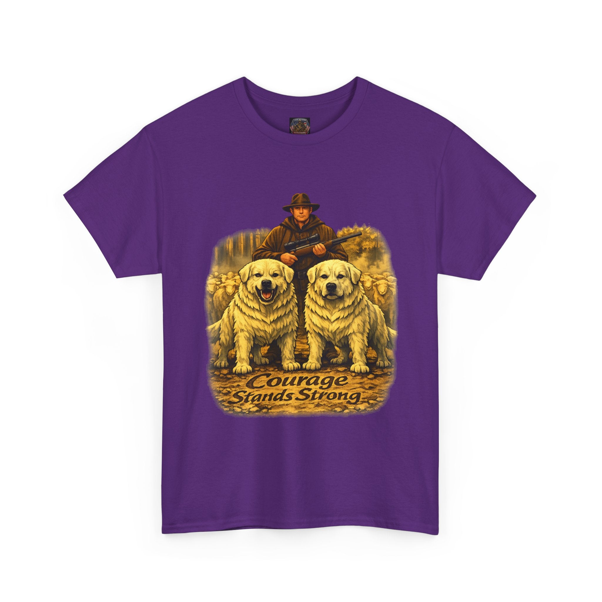 T-Shirt — Courage Stands Strong Vintage Shepherds & Dogs Graphic Tee