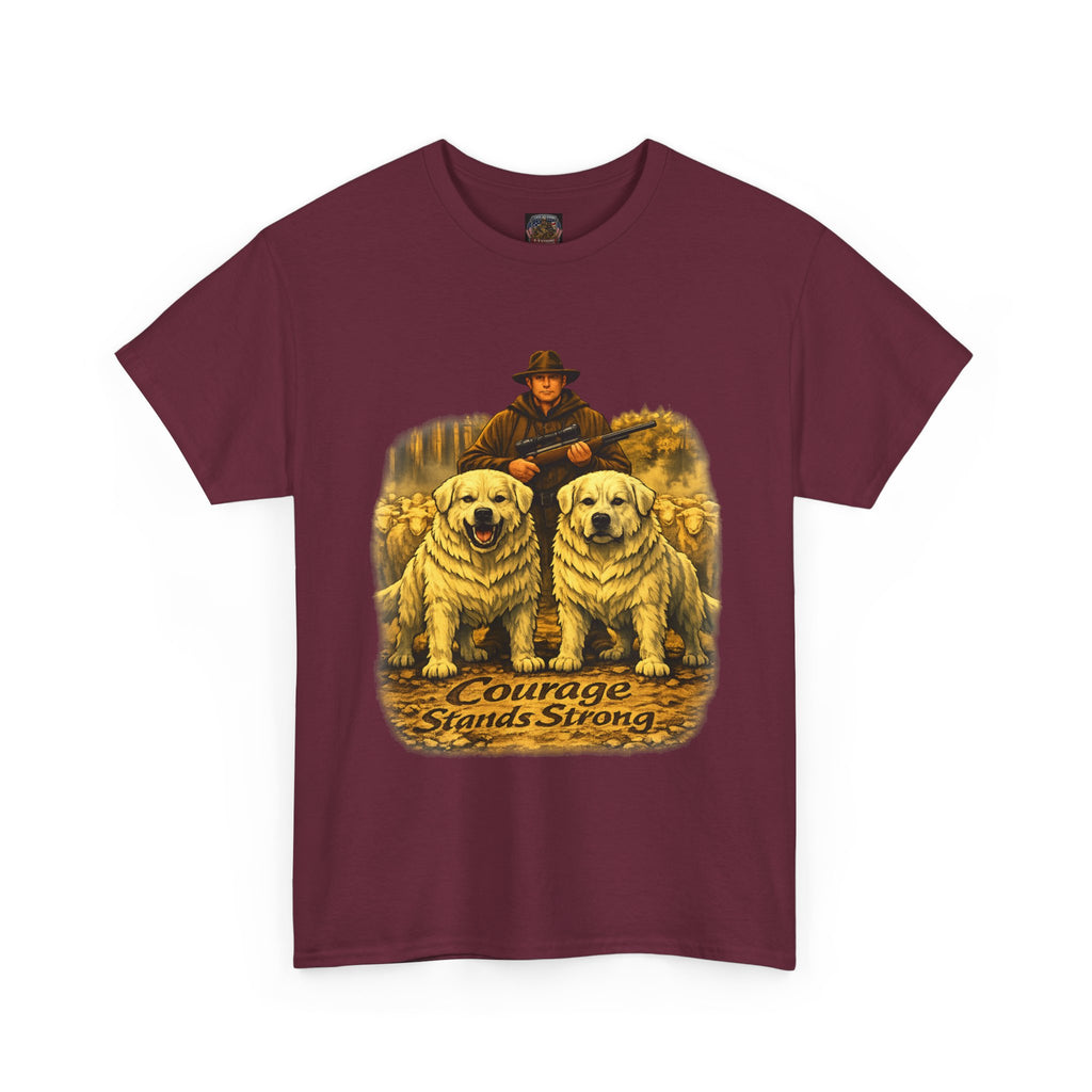 T-Shirt — Courage Stands Strong Vintage Shepherds & Dogs Graphic Tee